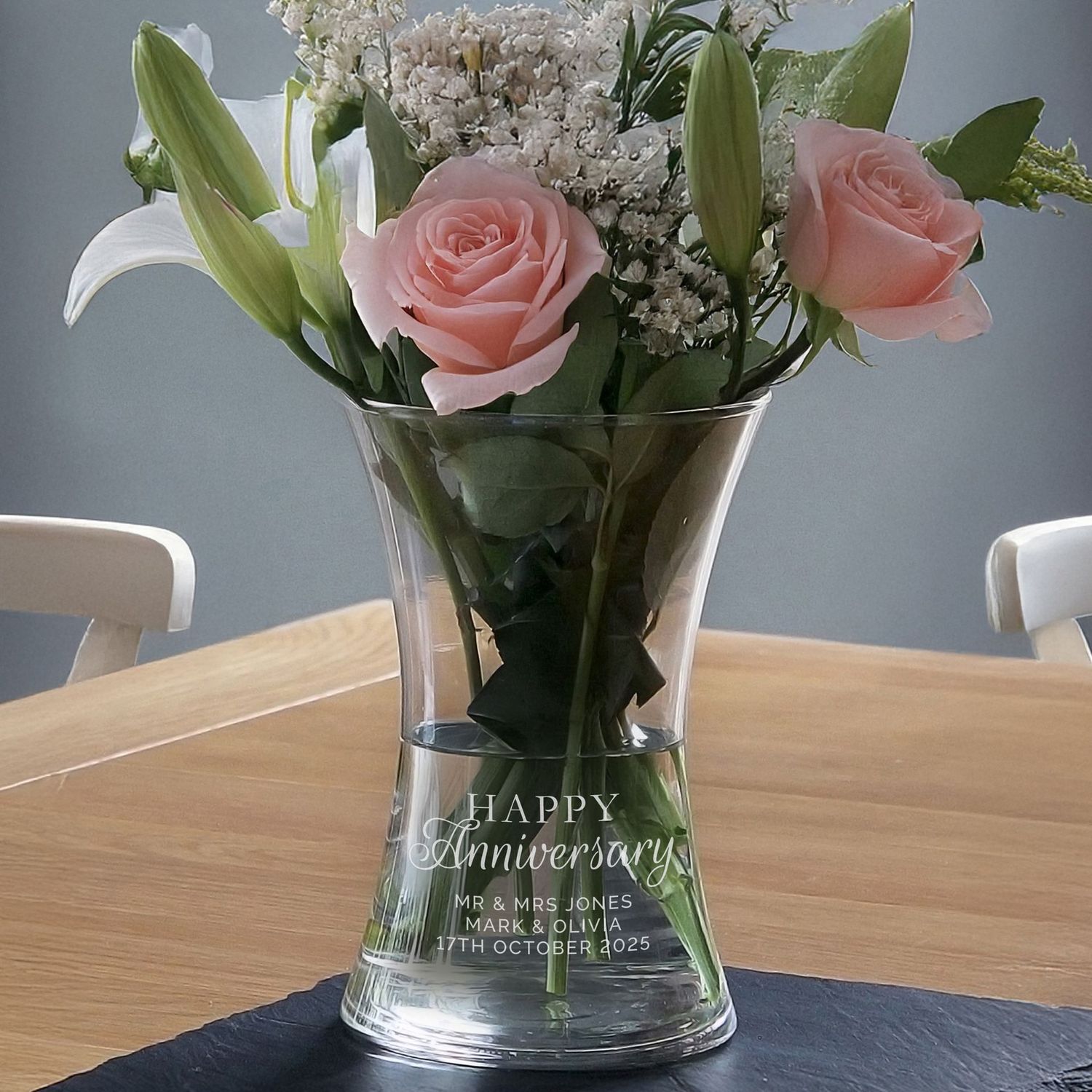 Personalised 'Happy Anniversary' Glass Vase Personalised 'Happy Anniversary' Glass Vase