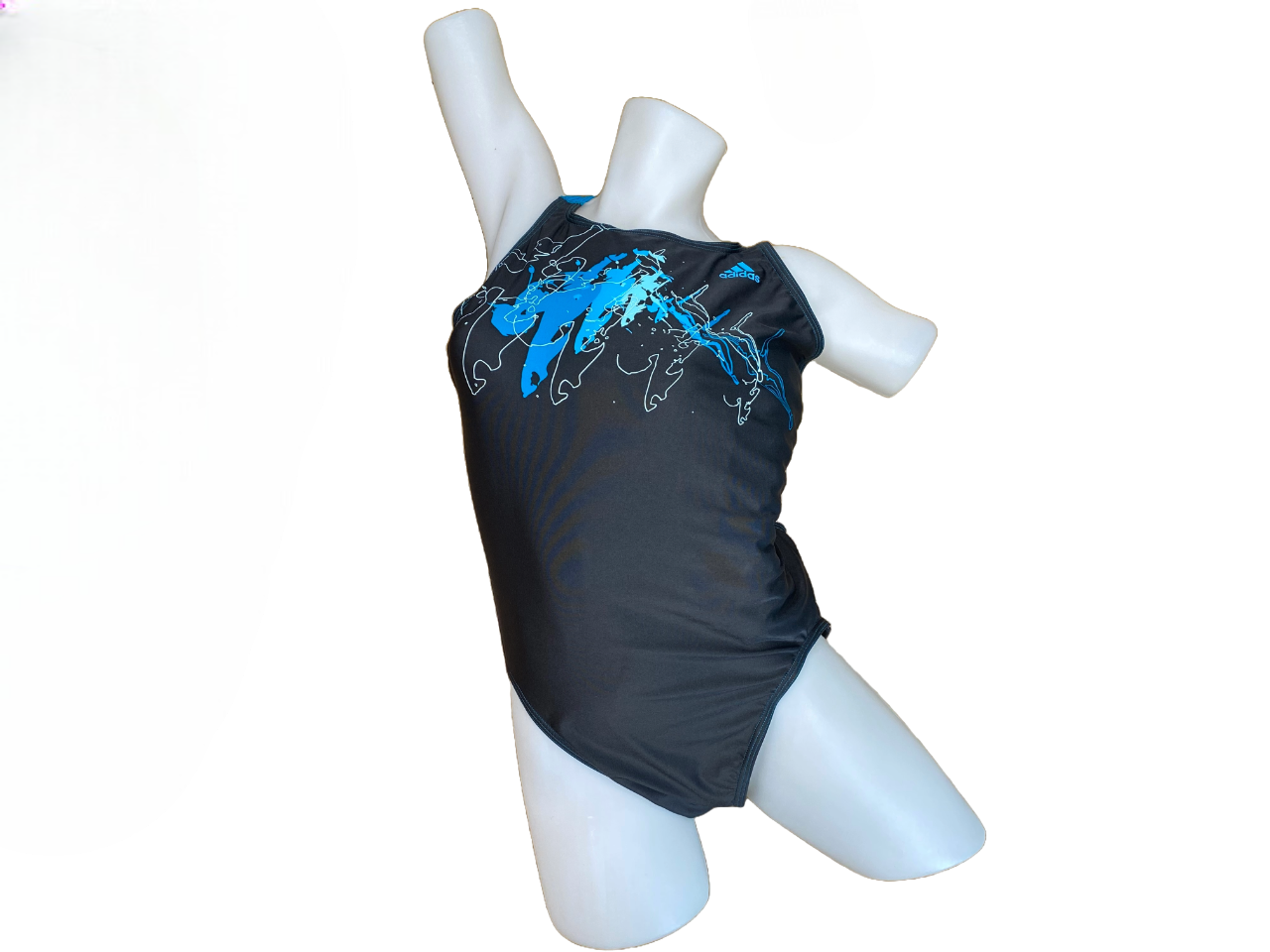 Ladies Adidas Black Swimming Costume With Abstarct Design Ladies Adidas Black Swimming Costume With Abstarct Design