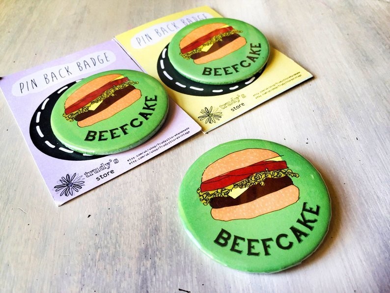 Beefcake burger badge