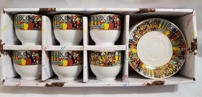 Ethiopian Traditional Coffee Cups - Traditional Design - 6 Caps and 6 Saucers 12 PCS | Queen of Sheba