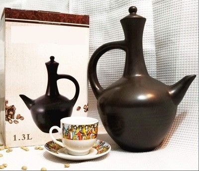 Ethiopian Traditional Coffee Pot | Black | Jebena ጀበና