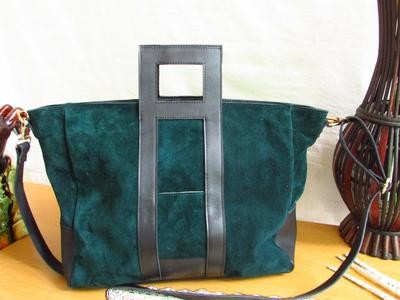 Green Suede Leather Women Tote Bag