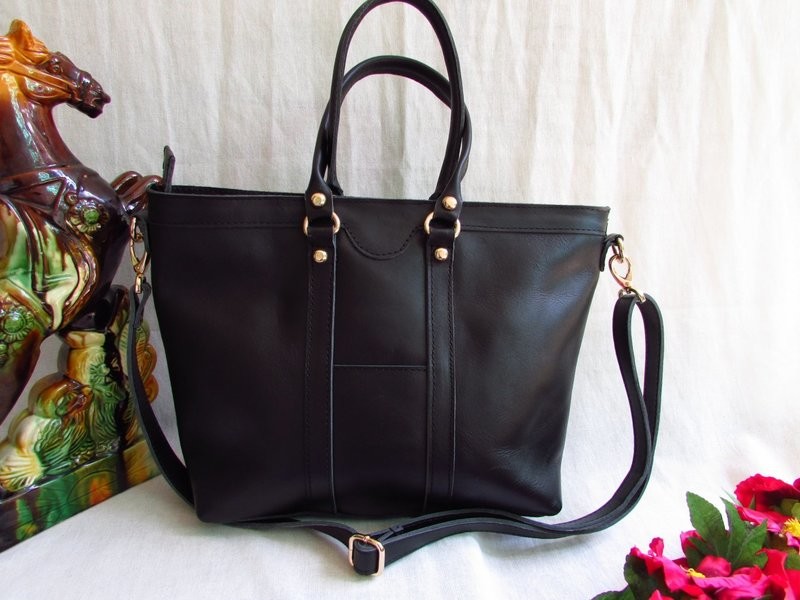 Black Leather women handbag
