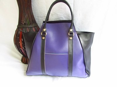 Purple leather handbag for women