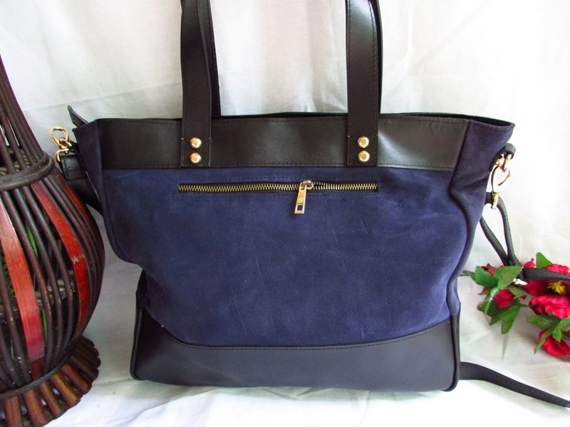 Purple leather tote