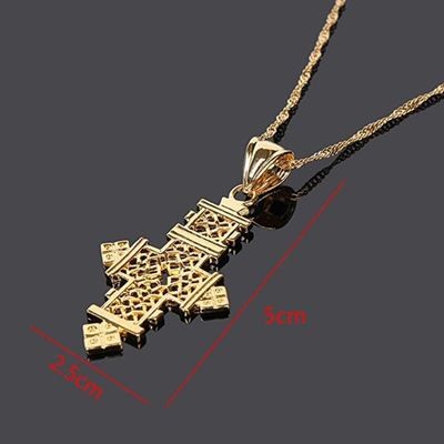 መስቀል ሐብል Gold Plated Filled Ethiopian Cross