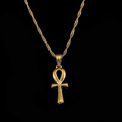 የ&quot;ቶ&quot; ፊደል ቅርፀ መስቀል ሚስጥር Gold Plated Filled Ethiopian Cross Pendant Necklaces Chain