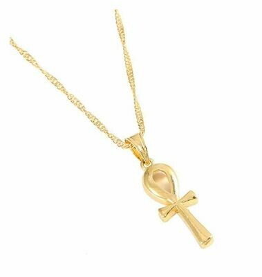 የ"ቶ" ፊደል ቅርፀ መስቀል ሚስጥር Gold Plated Filled Ethiopian Cross Pendant Necklaces Chain