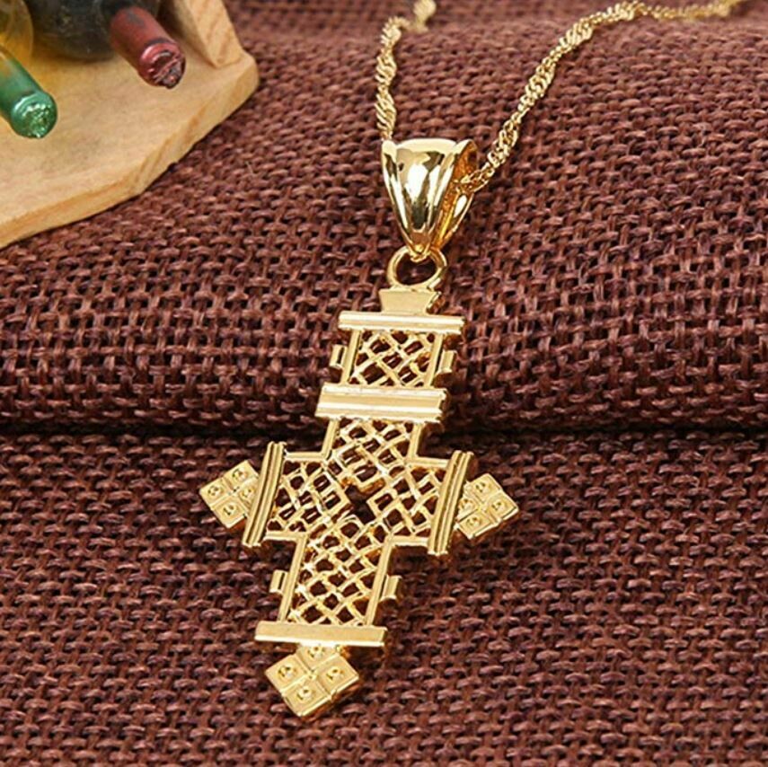 መስቀል ሐብል Gold Plated Filled Ethiopian Cross