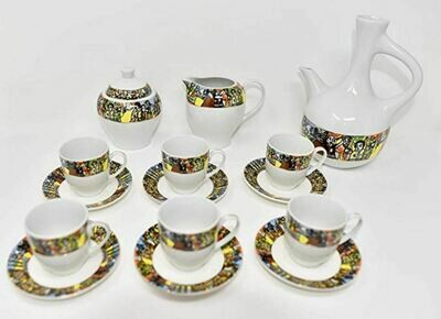 Ethiopian Eritrean Coffee Ceremony Set, QUEEN OF Sheba Saba or Tilet Design