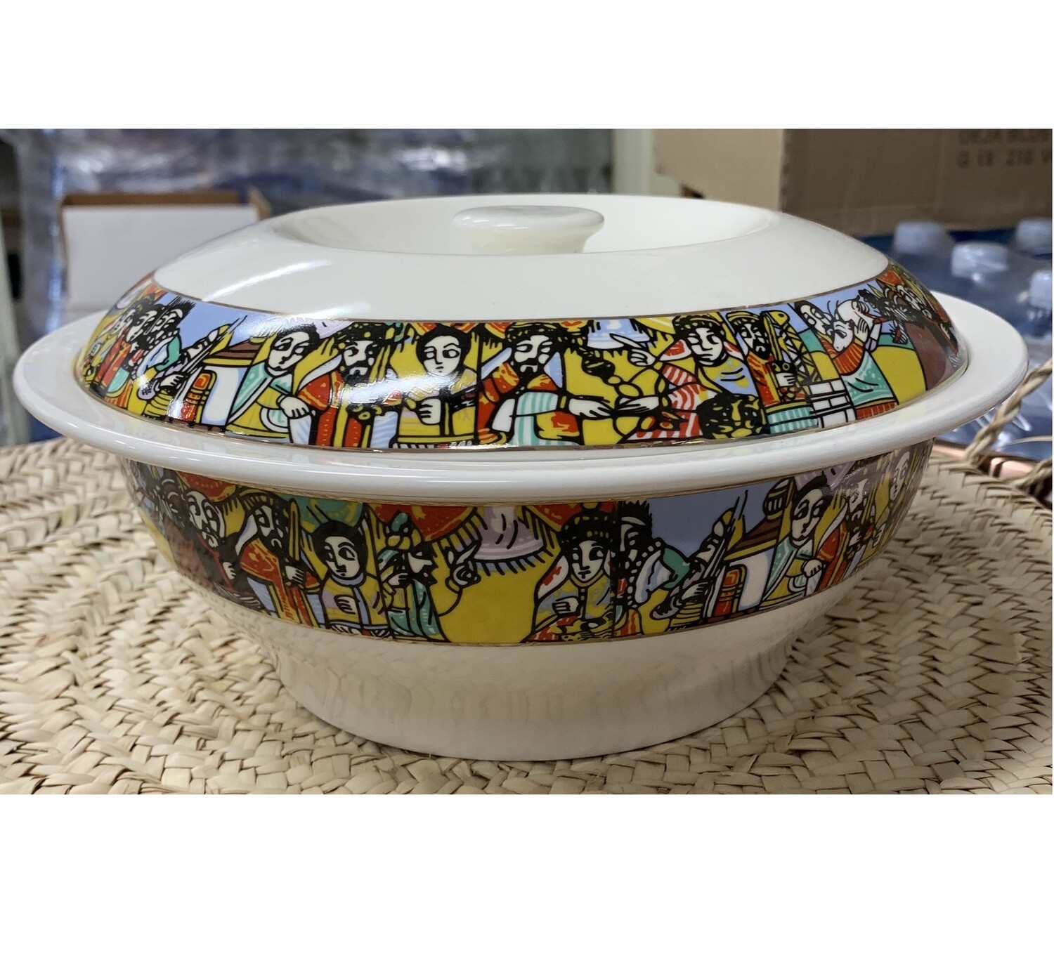 Ethiopian traditional bowls with lid Saba and Tilet Design ጎድጓዳ ሳህን ሳባ እና ጥለት ዲዛይን