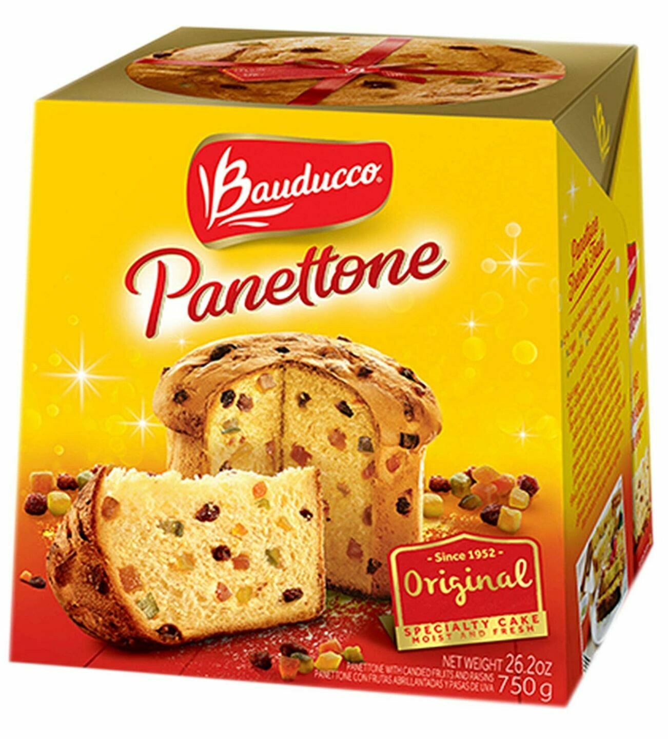 ፓንቶኔ ኬክ ቴምር ያለው Bauducco Panettone Original, 26.2 oz