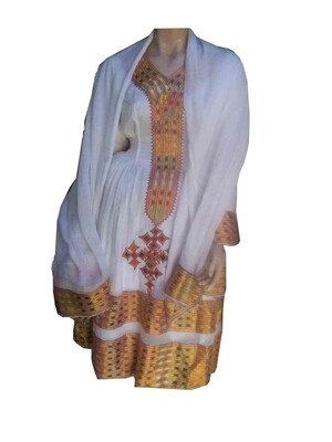 አጠር ያለ የሀበሻ ቀሚስ  Ethiopian Traditional Short Dress
