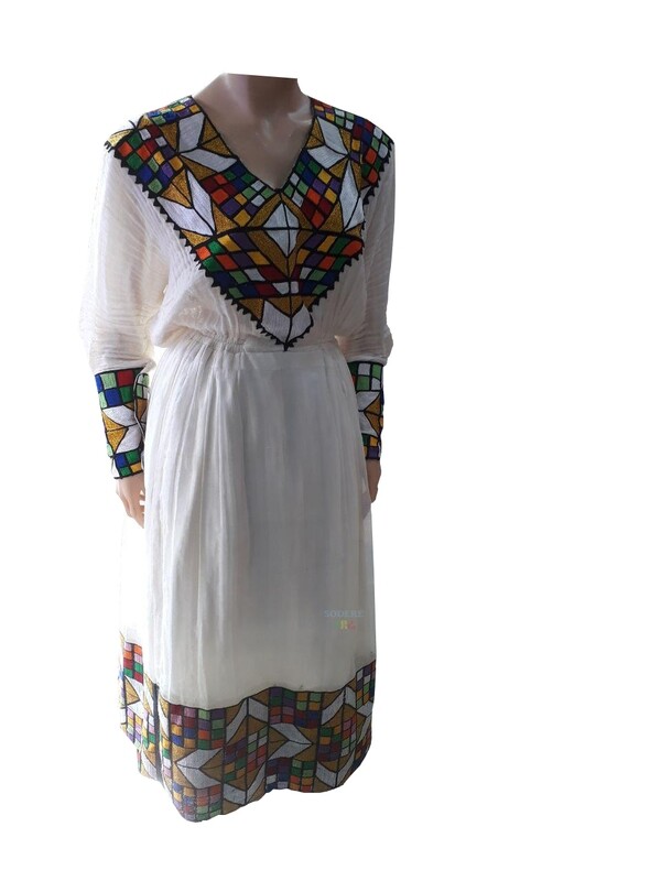 ረዘም ያለ የሀበሻ ቀሚስ  Ethiopian Traditional Long Dress