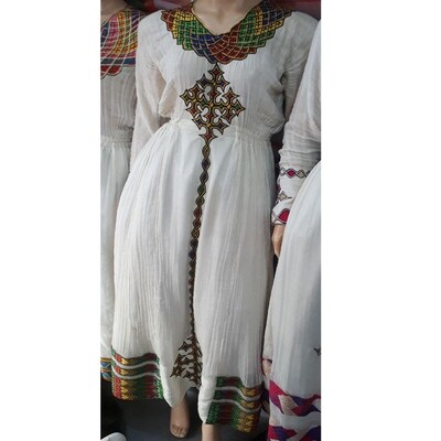 ረዘም ያለ የሀበሻ ቀሚስ  Ethiopian Traditional Long Dress