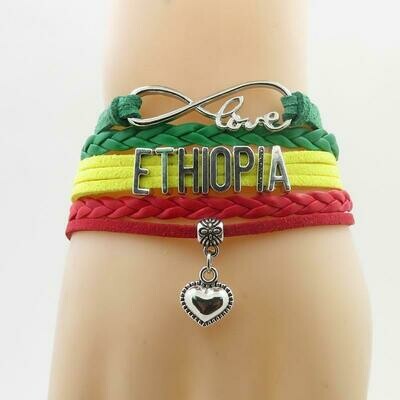 ኢትዮጵያ የሚል ያለበት የእጅ ጌጥ Ethiopian Bracelet heart love for woman and man