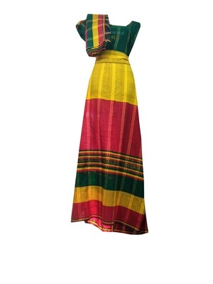 የኢትዮጵያ ባንዲራ ያለው የሴቶች ረጅም ቀሚስ Ethiopian Women Dress \ Free Size