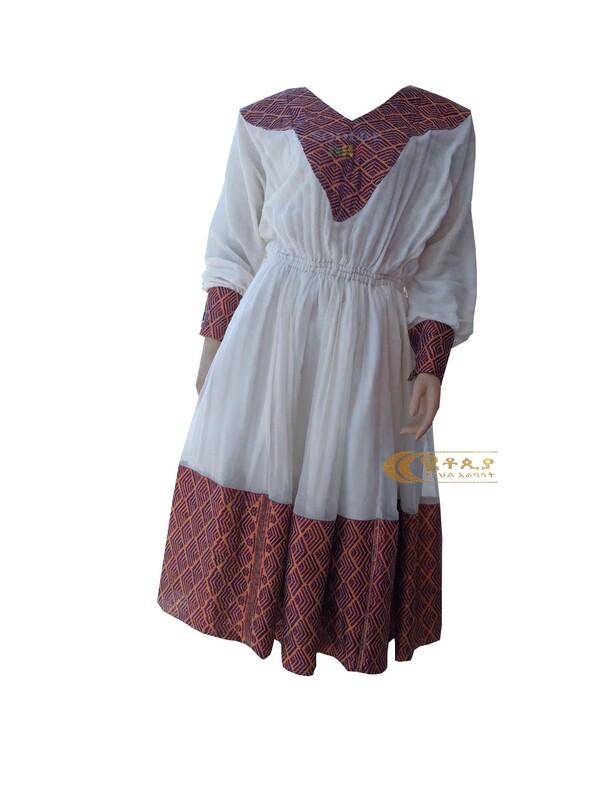 አጠር  ያለ የሀበሻ ቀሚስ  Ethiopian Traditional Short Dress / Designed By ዩቶጲያ Traditional Cloth
