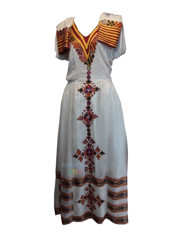 ረዘም ያለ የሀበሻ ቀሚስ  Ethiopian Traditional Long Dress
