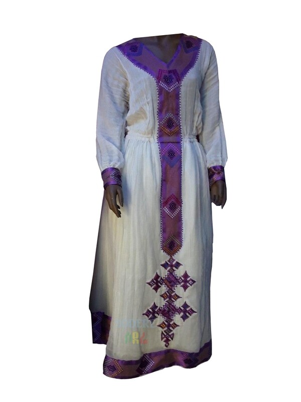 ረዘም ያለ የሀበሻ ቀሚስ  Ethiopian Traditional Long Dress
