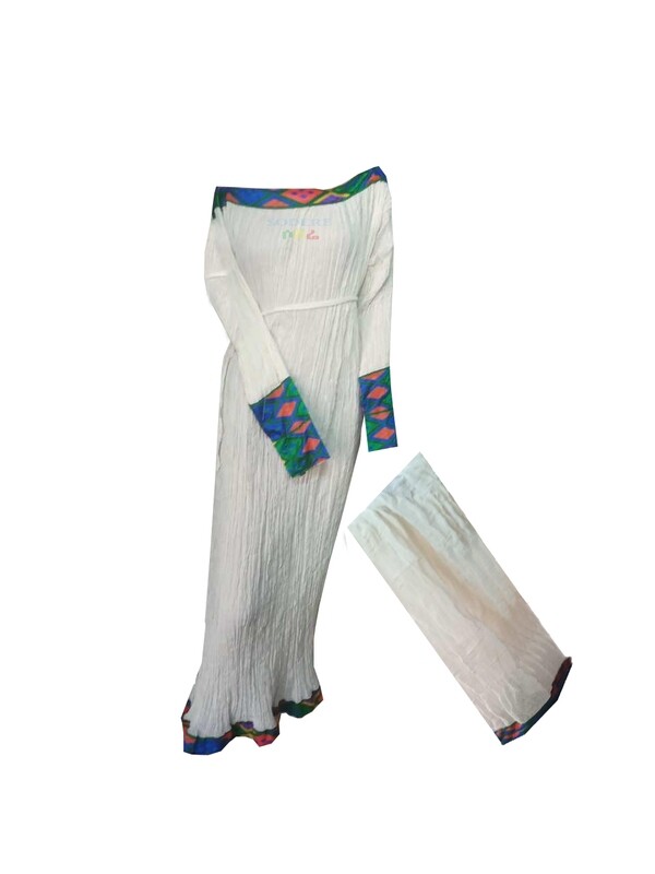 ረዘም ያለ የሀበሻ ቀሚስ  Ethiopian Traditional Long Dress Free Size