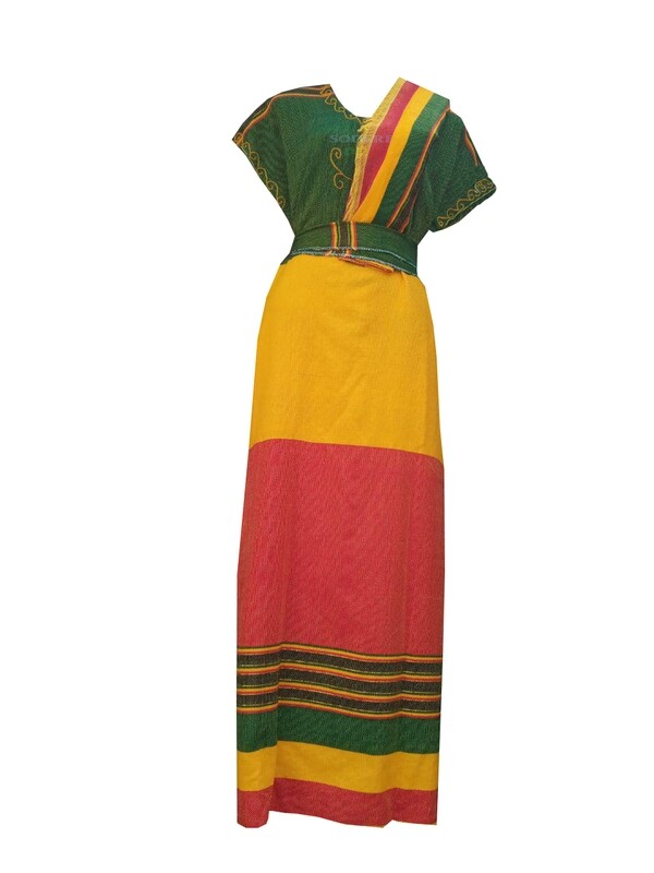 የኢትዮጵያ ባንዲራ ያለው  የሴቶች ረጅም ቀሚስ Ethiopian Women Dress \ Free Size