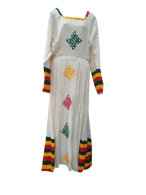 የኢትዮጵያ ባንዲራ ያለው  የሴቶች ረጅም ቀሚስ Ethiopian Women Dress \ Free Size