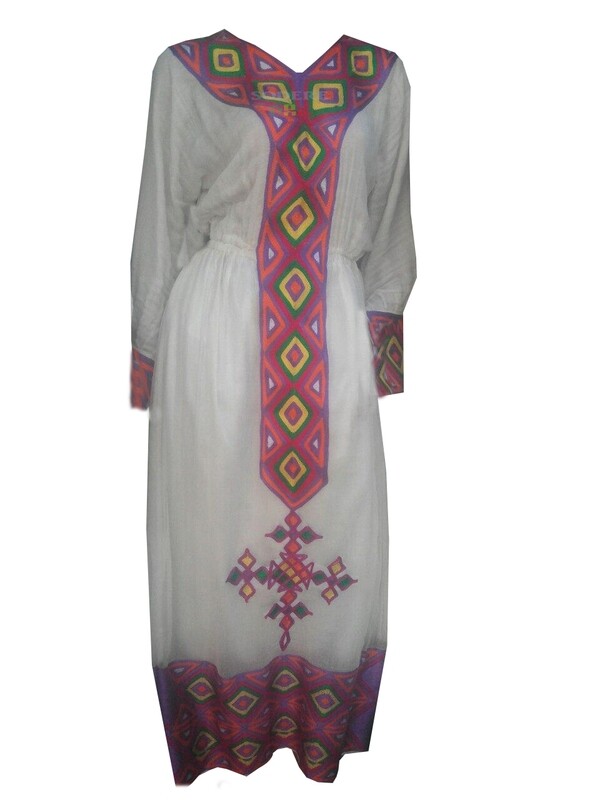 ረዘም ያለ የሀበሻ ቀሚስ  Ethiopian Traditional Long Dress