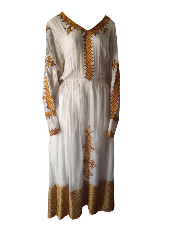 ረዘም ያለ የሀበሻ ቀሚስ  Ethiopian Traditional Long Dress