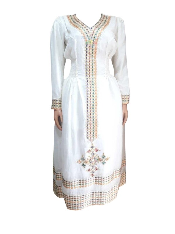 ረዘም ያለ የሀበሻ ቀሚስ  Ethiopian Traditional Long Dress