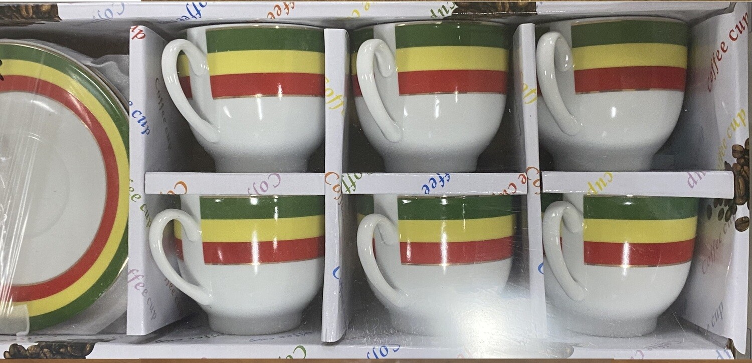 Ethiopian flag cup and plate (6 cup and plates)