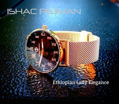 የሴቶች የግዕዝ ቁጥር ያለው ሰዓት Ethiopian Lady Elegance Stainless steel Japan Quartz watch
