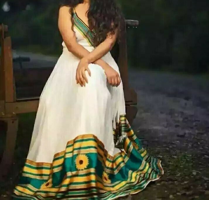 ረዘም ያለ የሀበሻ ቀሚስ  Ethiopian Traditional Long Dress