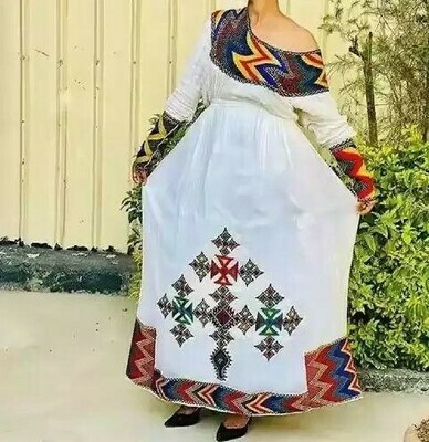 ረዘም ያለ የሀበሻ ቀሚስ  Ethiopian Traditional Long Dress