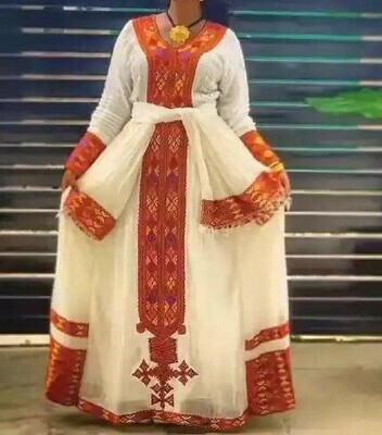 ረዘም ያለ የሀበሻ ቀሚስ  Ethiopian Traditional Long Dress
