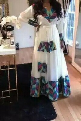ረዘም ያለ የሀበሻ ቀሚስ  Ethiopian Traditional Long Dress