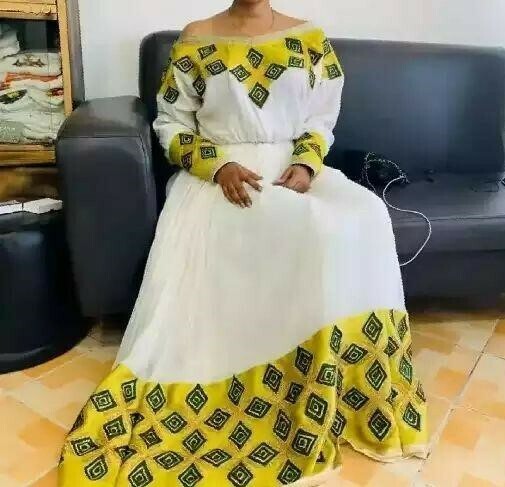 ረዘም ያለ የሀበሻ ቀሚስ  Ethiopian Traditional Long Dress