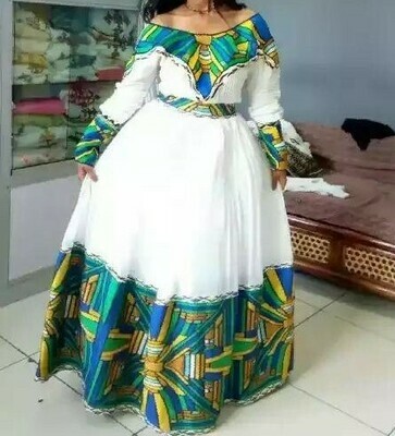 ረዘም ያለ የሀበሻ ቀሚስ  Ethiopian Traditional Long Dress