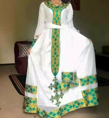 ረዘም ያለ የሀበሻ ቀሚስ  Ethiopian Traditional Long Dress