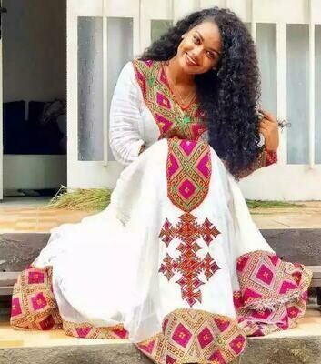 ረዘም ያለ የሀበሻ ቀሚስ  Ethiopian Traditional Long Dress