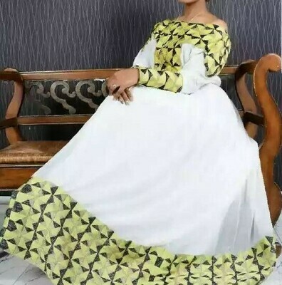 ረዘም ያለ የሀበሻ ቀሚስ  Ethiopian Traditional Long Dress