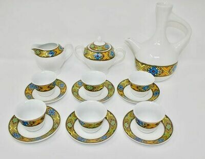 Ethiopian Eritrean Coffee Ceremony Set, QUEEN OF Sheba Saba or Tilet Design