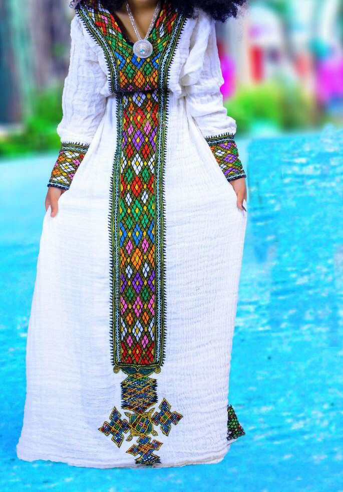 ረዘም ያለ የሀበሻ ቀሚስ Ethiopian Traditional Long Dress