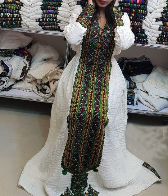 ረዘም ያለ የሀበሻ ቀሚስ  Ethiopian Traditional Long Dress