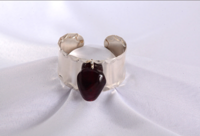 Silver Natural Agate Cuff Bracelet