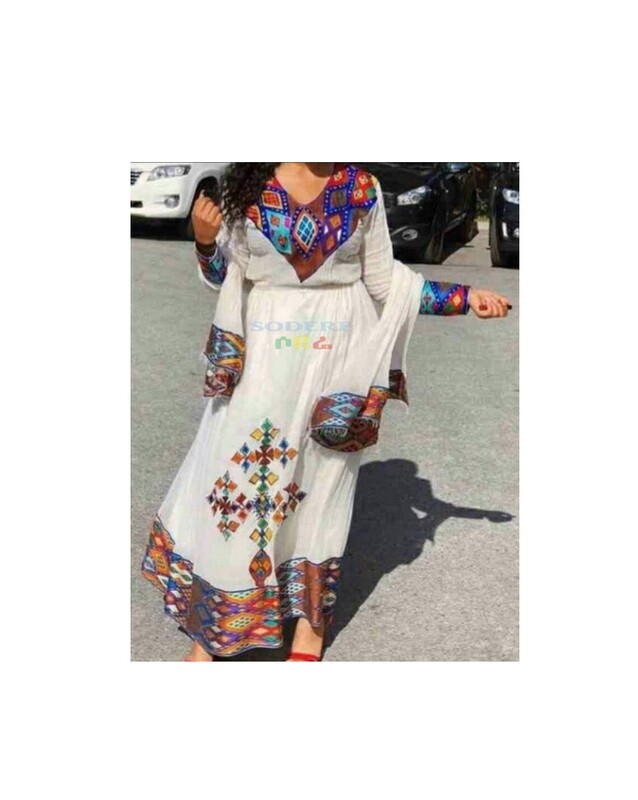 ረዘም ያለ የሀበሻ ቀሚስ  Ethiopian Traditional Long Dress