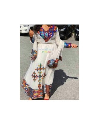 ረዘም ያለ የሀበሻ ቀሚስ  Ethiopian Traditional Long Dress