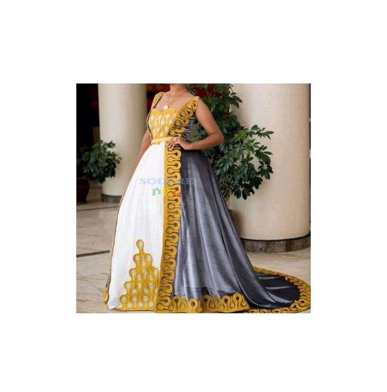 ረዘም ያለ የሀበሻ ቀሚስ  Ethiopian Traditional Long Dress