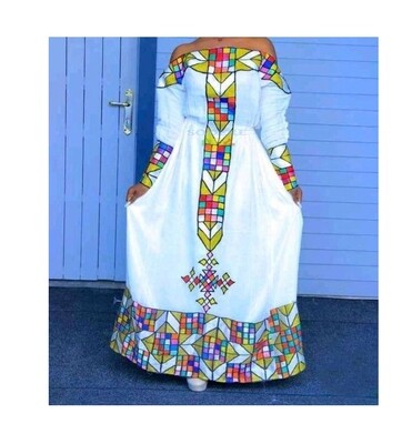 ረዘም ያለ የሀበሻ ቀሚስ  Ethiopian Traditional Long Dress