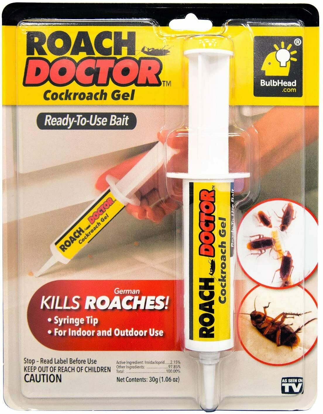 የበረሮ ማጥፊያ ሲሪንጅ አብሮት የሚመጣ Roach Doctor Cockroach Gel Ready-to-Use Roach Killer with Syringe Applicator